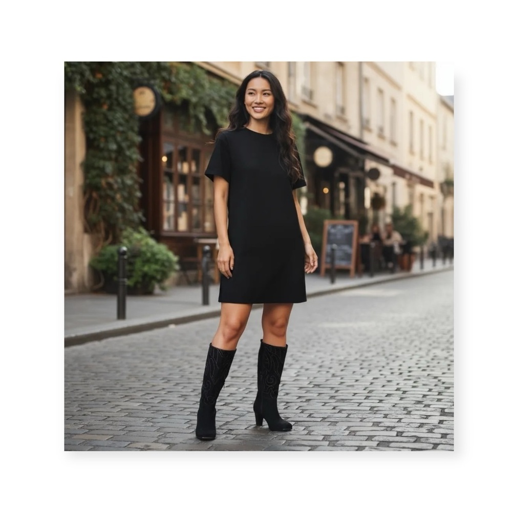 new Chico’s 𑁍 Italia Tall Metallic Embroidery Heeled Boots 𑁍 Black Suede 𑁍 6 - Picture 15 of 16